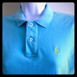 Tiffany blue / baby blue w/ green logo polo shirt