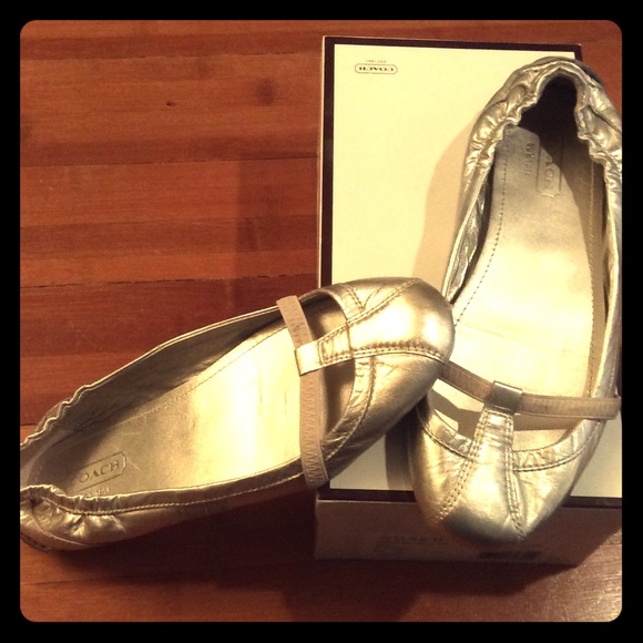 Adorable Coach Silver Driving Flats