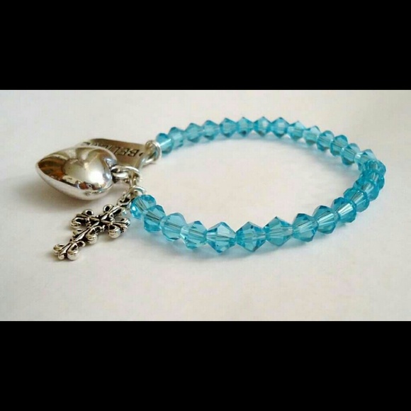 Crystal quart faceted bicone beads charm bracelet