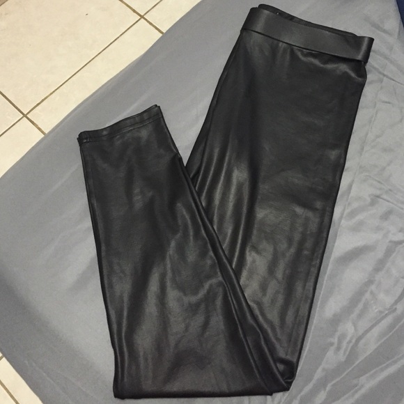 Black faux leather leggings
