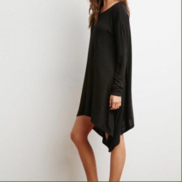 Black drape long sleeve dress