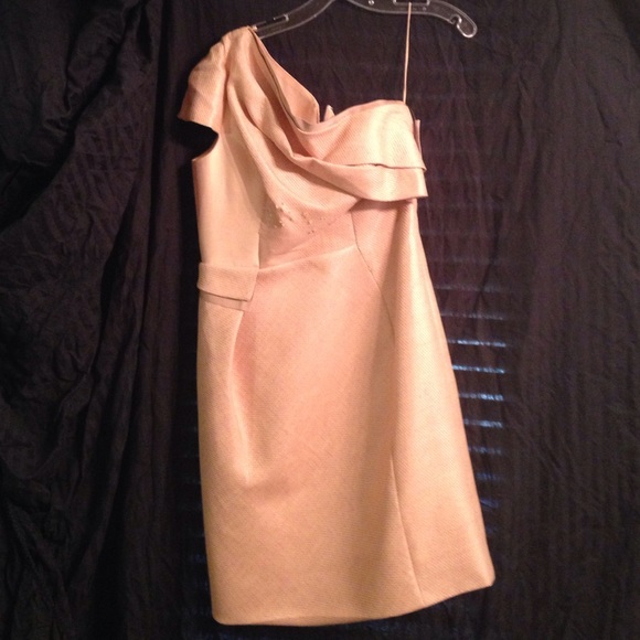 J Mendel formal one shoulder peach dress