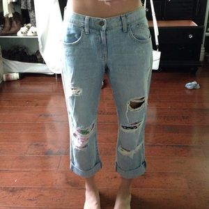 Carmar Ripped Boyfriend Jeans with Flower Patches