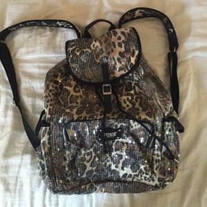 PINK leopard print backpack