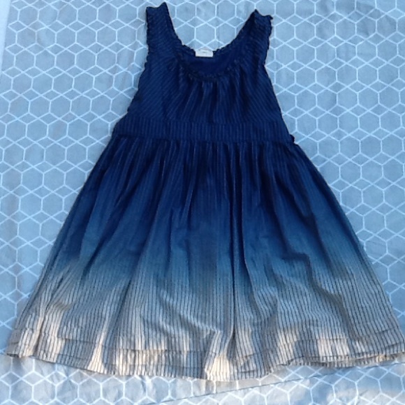 Converse Dresses & Skirts - Blue ombré striped cotton dress with ruffles flare