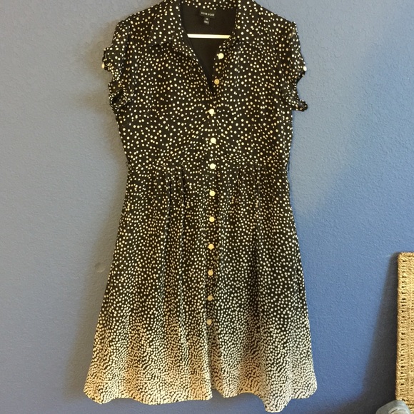 Black and white ombré polka dot dress