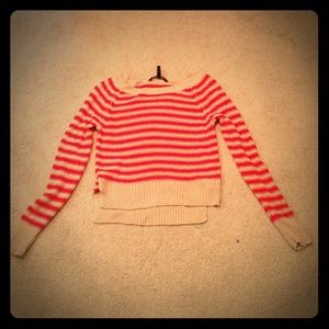 Coral/cream striped sweater