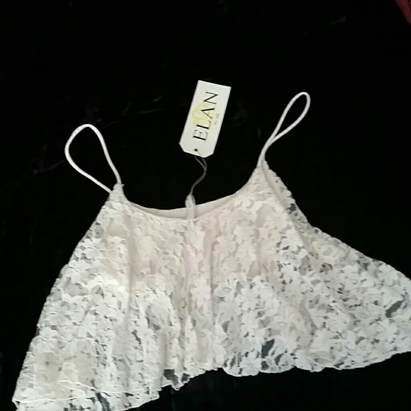 Off white lace crop top with shelf bra