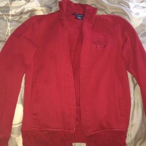 Polo Ralph Lauren zip red hoodie no collar
