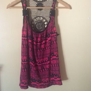 Crotchet Red Tribal Top