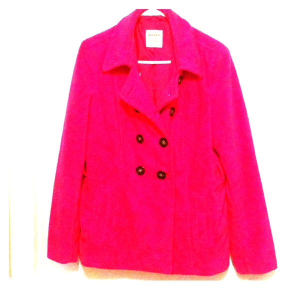 Old Navy Fuschia Fleece Peacoat! Size XL