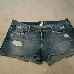 Distressed A&F shorts