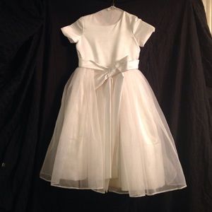 Kids white flower girl dress