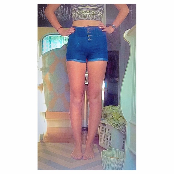 Dark Blue High Waisted Shorts