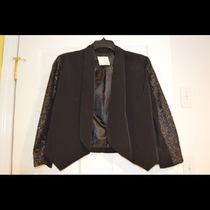 Tobi black blazer with sequin sleeves