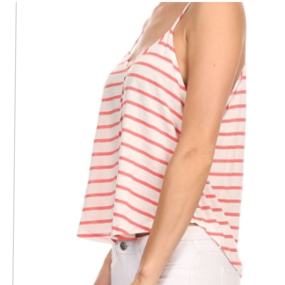 Coral Striped Racerback Top - Picture 3 of 4