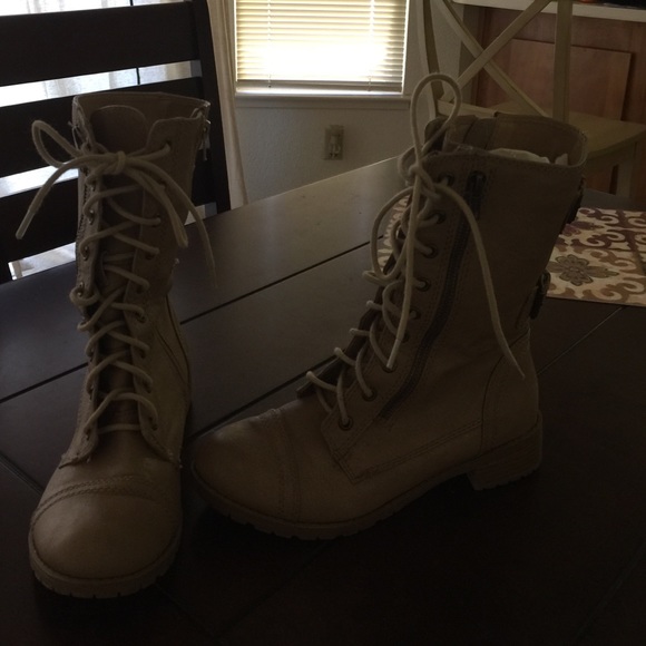 Tan combat boots
