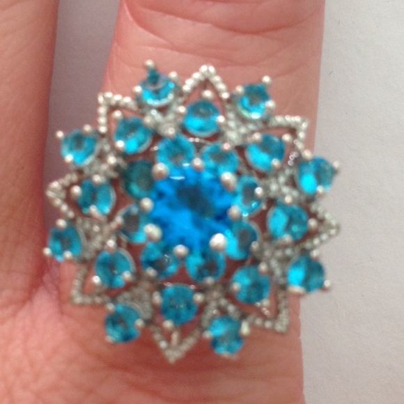 Jewelry - 💯%Swiss Blue Topaz 925 Silver ring size 7.5 💙💙