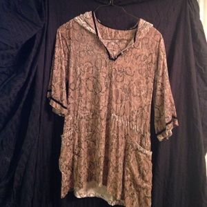 Hooded velvet type material tunic