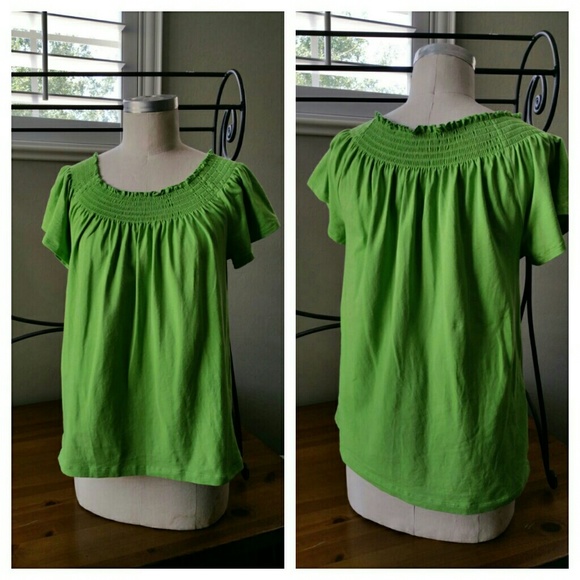 Nine West Lime Green Stretch Scoop Neck Tee