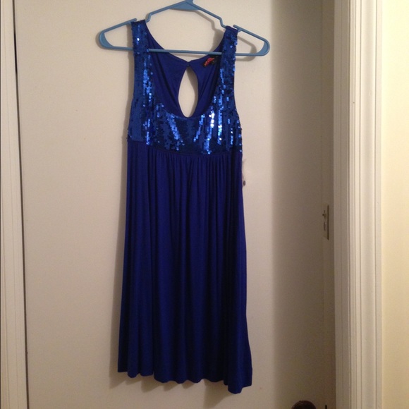 NEW Forever 21 cobalt blue sequin top tunic dress