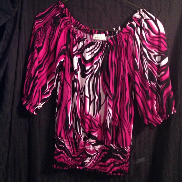 Womens pink/black satin dress shirt