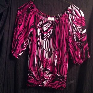 Womens pink/black satin dress shirt