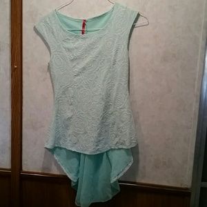 Tiffany Blue Too with Sheer back  accents size med