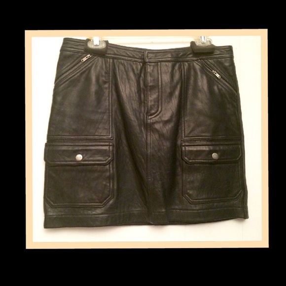 RALPH by RALPH LAUREN BLACK LEATHER SKIRT - Picture 1 of 4