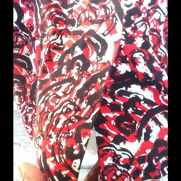 Grass Collection Belted Print Dress Red Black Sz 7 - Picture 3 of 4