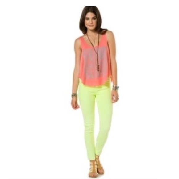 Billabong Denim - •SOLD• Billabong Neon Yellow Skinny Jeans