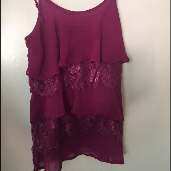 Cute layered tank with lace.