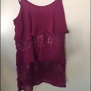 Cute layered tank with lace.