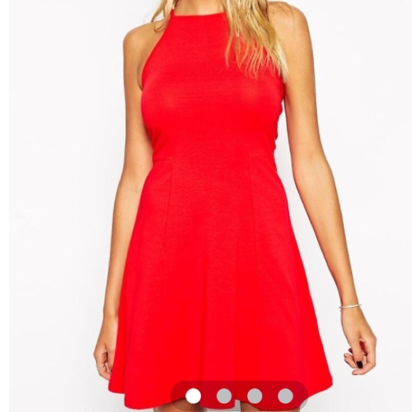 ASOS Dresses & Skirts - ASOS Red High Neck Skater Dress