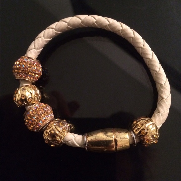 Leather and charm bracelet