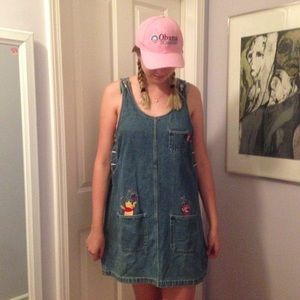 Winnie the poo denim dress 90s grunge Lisa frank