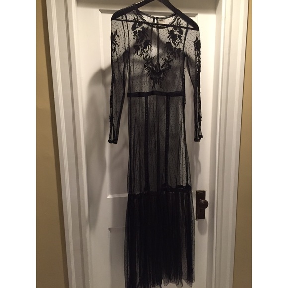 lace mesh maxi dress