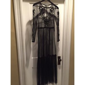 lace mesh maxi dress