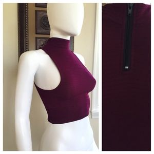 Plum turtle-neck crop top