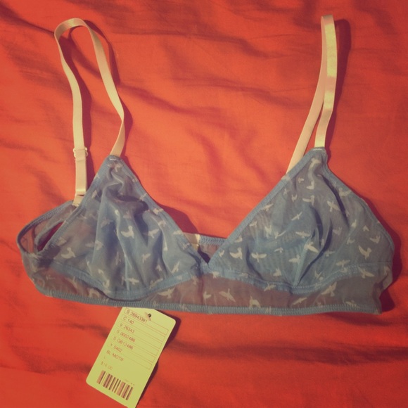 Urban Outfitters Sheer Blue Bird Bralette