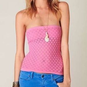 Free people tube top coral crochet lace