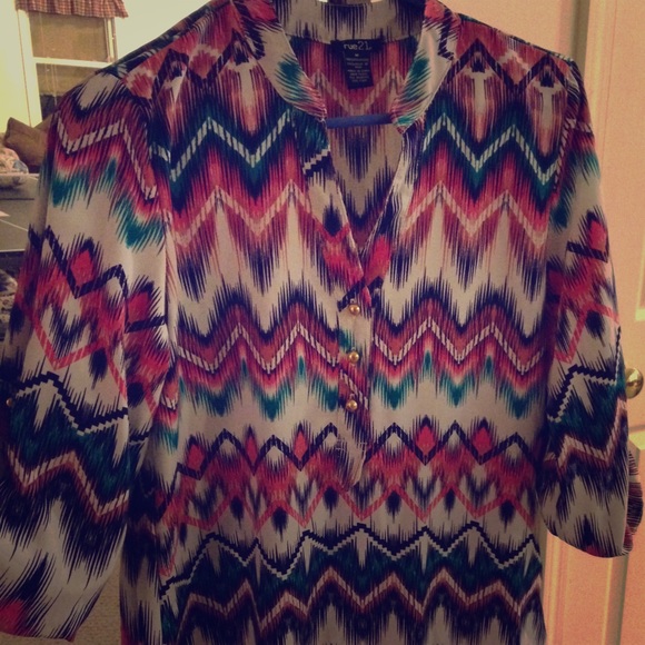 3/4 sleeve multi-colored chevron dress