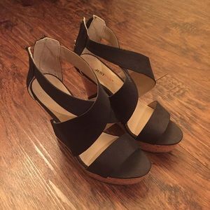 Black Strapped Wedges