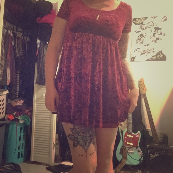 American Apparel Red Velvet Babydoll Dress S/M