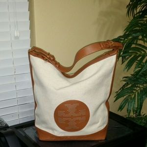 New Tory Burch Kipp Canvas Hobo Handbag