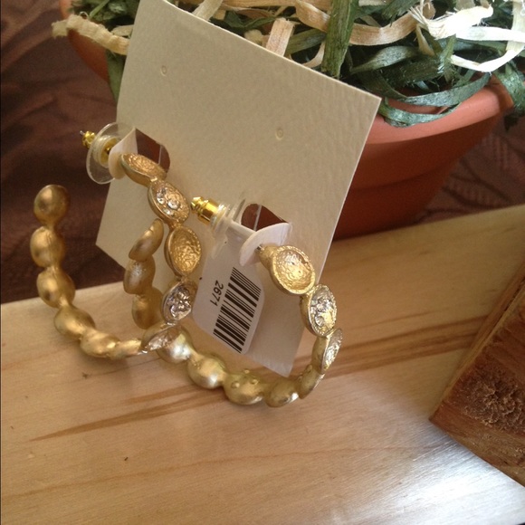 Matte Gold with Clear Crystal Hoops - Picture 3 of 3