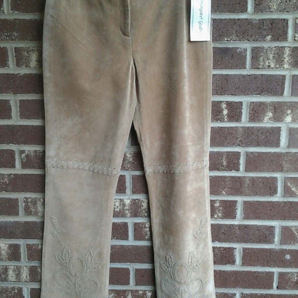 Pantalon Cuir Suédé Marron Margaret Godfrey Taille 10 - Occasion Très Bon état