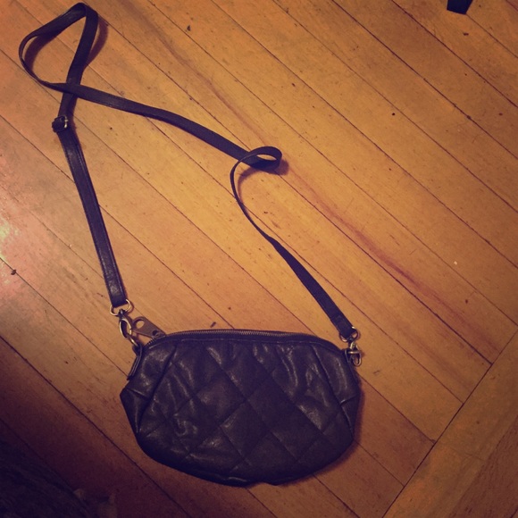 Brown quilted cross body bag