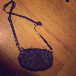 Brown quilted cross body bag