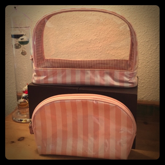 Victoria's Secret Handbags - VS Pink Classic Striped Makeup Pouches